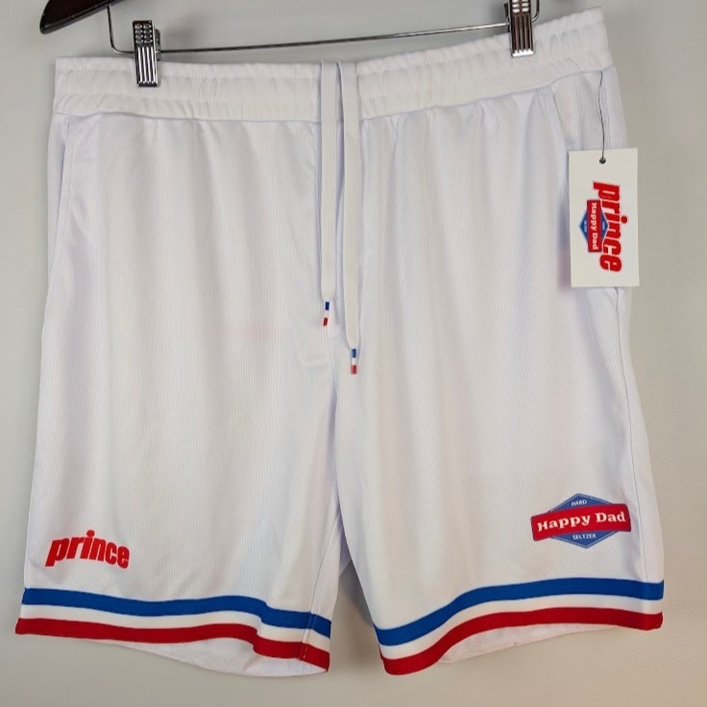 Prince Tennis Shorts Men XL Limited Edition Happy Dad Collab Red Blue Ringer